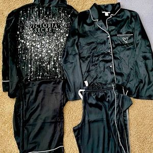 Victorias Secret Satin Pajamas 2 sets Large Bling